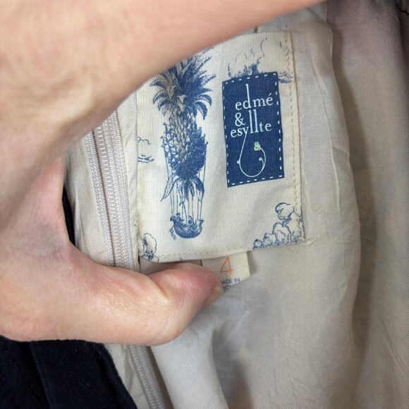 Anthropologie Edme & Esyllte Skirt Airmail Postage Stamp Novelty Twee Size 4 - Picture 7 of 9